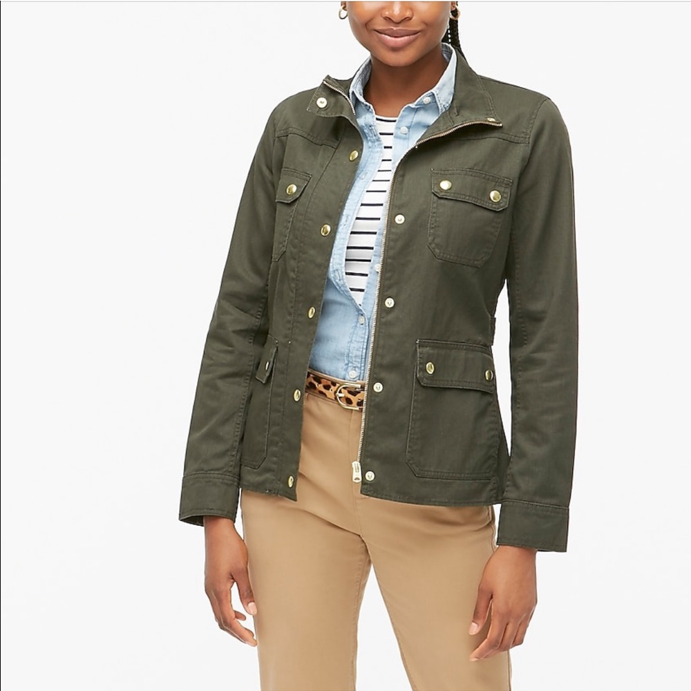 J Crew Petite resin-coated twill field jacket